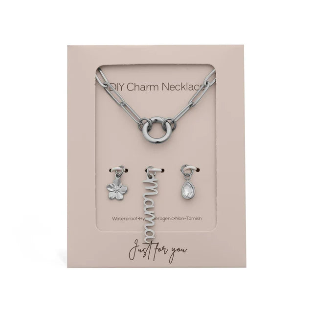 Stainless Steel Mama Charm Holder Necklace Gift Set