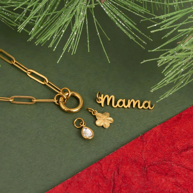 Stainless Steel Mama Charm Holder Necklace Gift Set