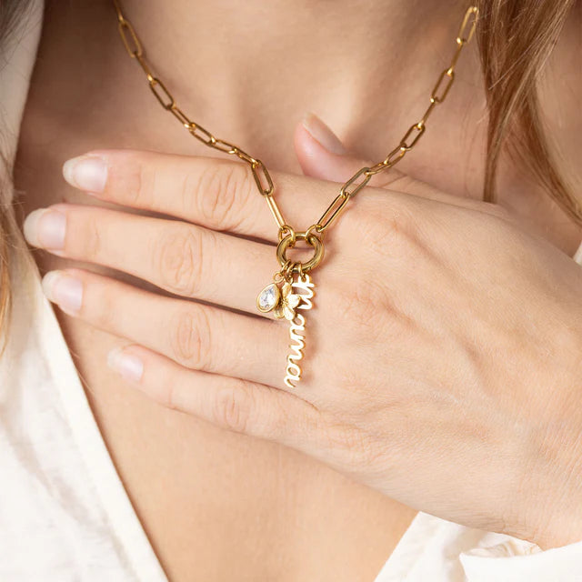 Stainless Steel Mama Charm Holder Necklace Gift Set