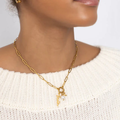 Stainless Steel Faith Charm Holder Necklace Gift Set