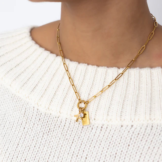 Stainless Steel Travel Charm Holder Necklace Gift Set