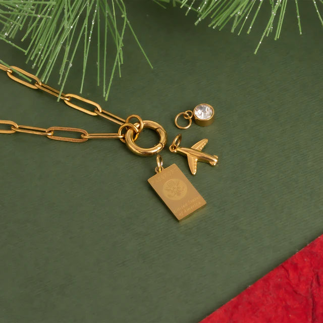 Stainless Steel Travel Charm Holder Necklace Gift Set