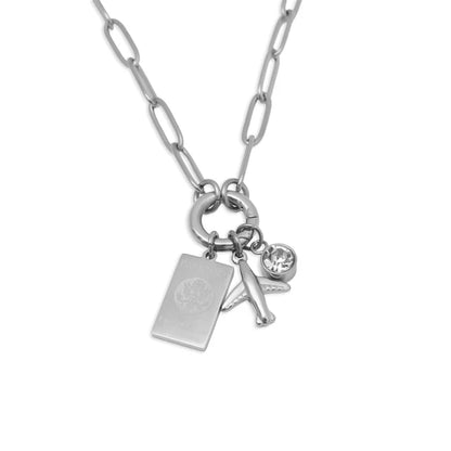 Stainless Steel Travel Charm Holder Necklace Gift Set